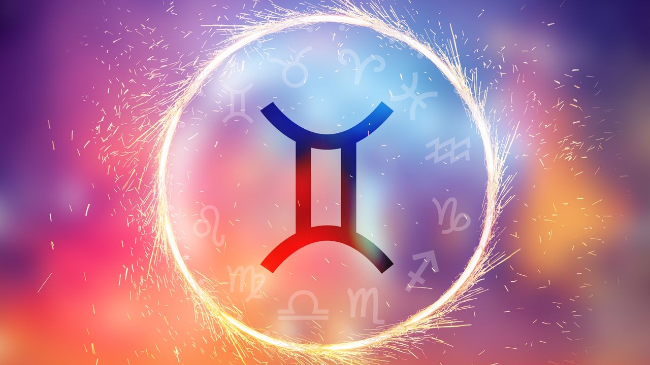 Gemini symbol on colorful background