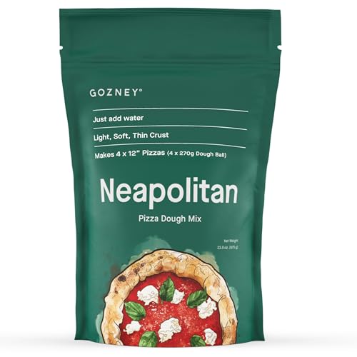 Gozney Just-Add-Water Neapolitan Pizza Dough Mix for Authentic Italian Pizzas &amp;ndash; Makes 4 X 9.5oz (270g) Dough Balls for 4 X 12" Pizzas, Premium Flour Baking Mix