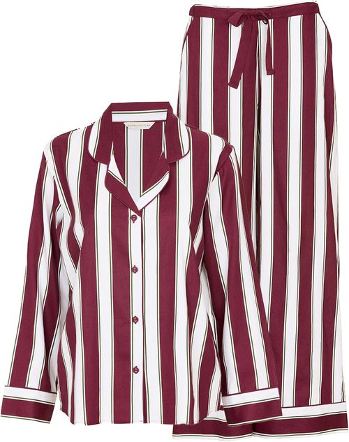 Printed Stripe Long Sleeve Wide Leg Pyjama Set