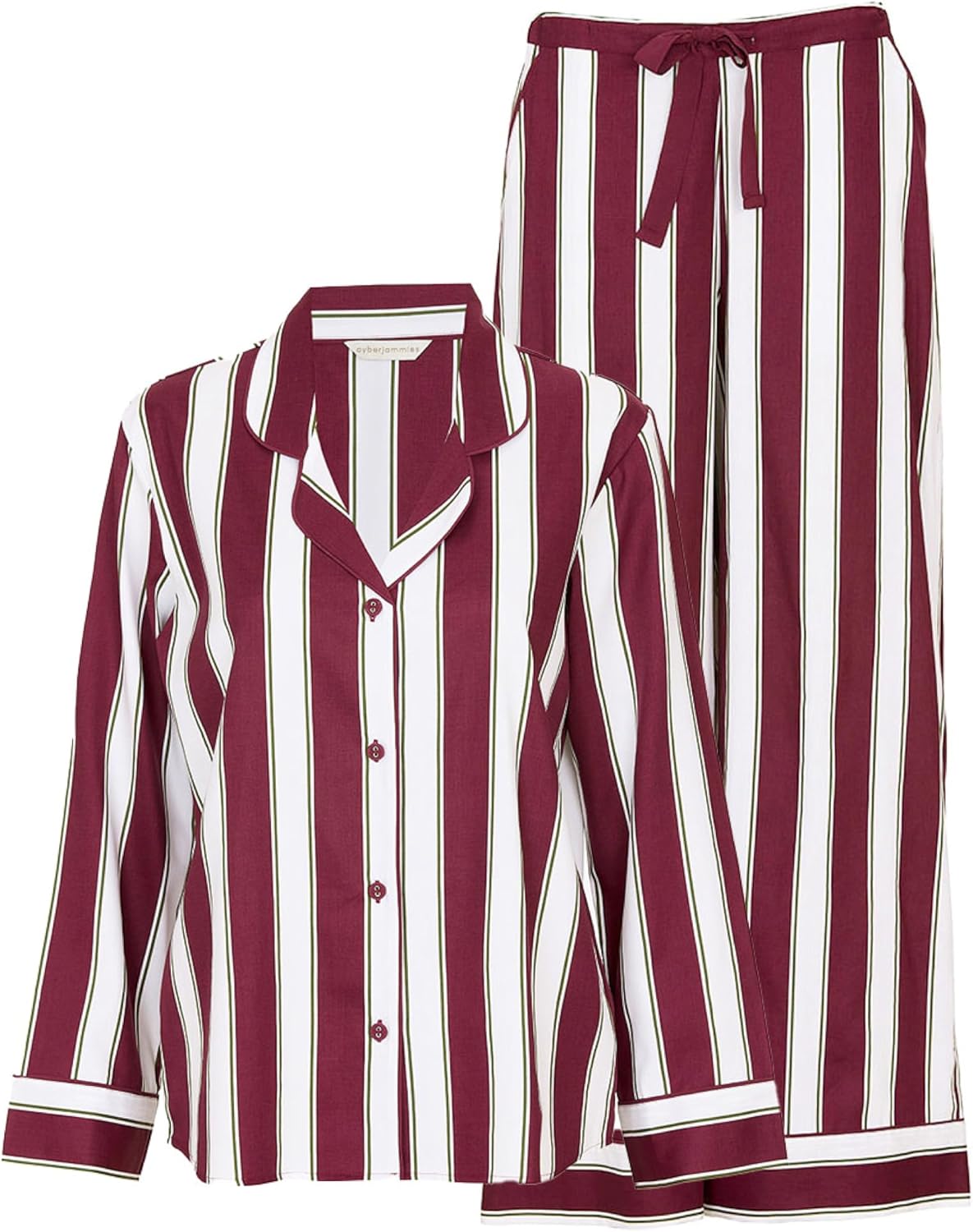 Printed Stripe Long Sleeve Wide Leg Pyjama Set