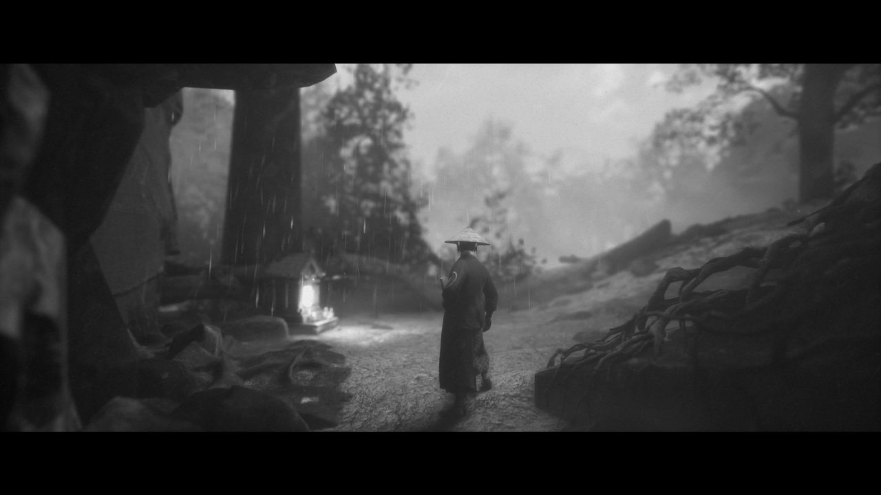 Screenshots from the black and white samurai side-scroller, Trek to Yomi