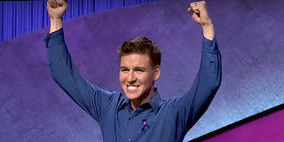 James Holzhauer celebrates a big win on Jeopardy!