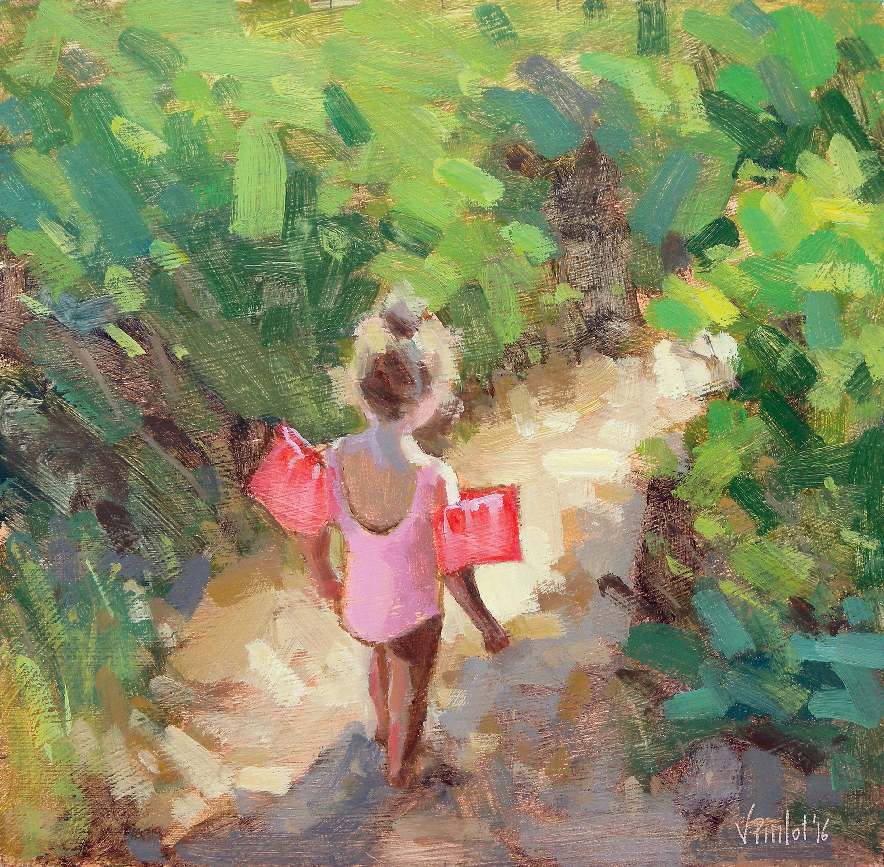 oil painting of a girl, painted using wet-on-wet oil painting technique