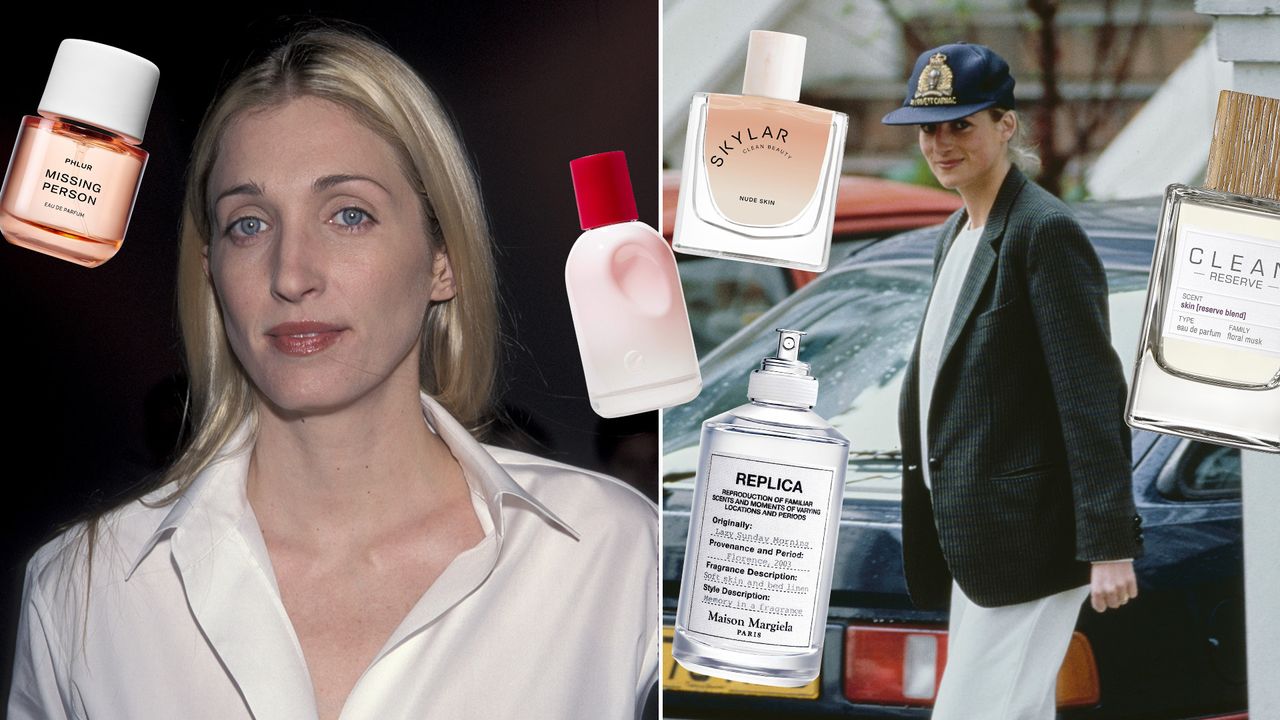 Carolyn Bessette Kennedy and Princess Diana perfume collage