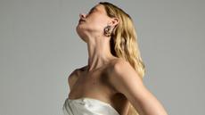 Woman posing in a wedding dress