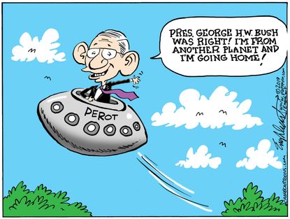 Editorial Cartoon U.S. Ross Perot From Another Planet UFO