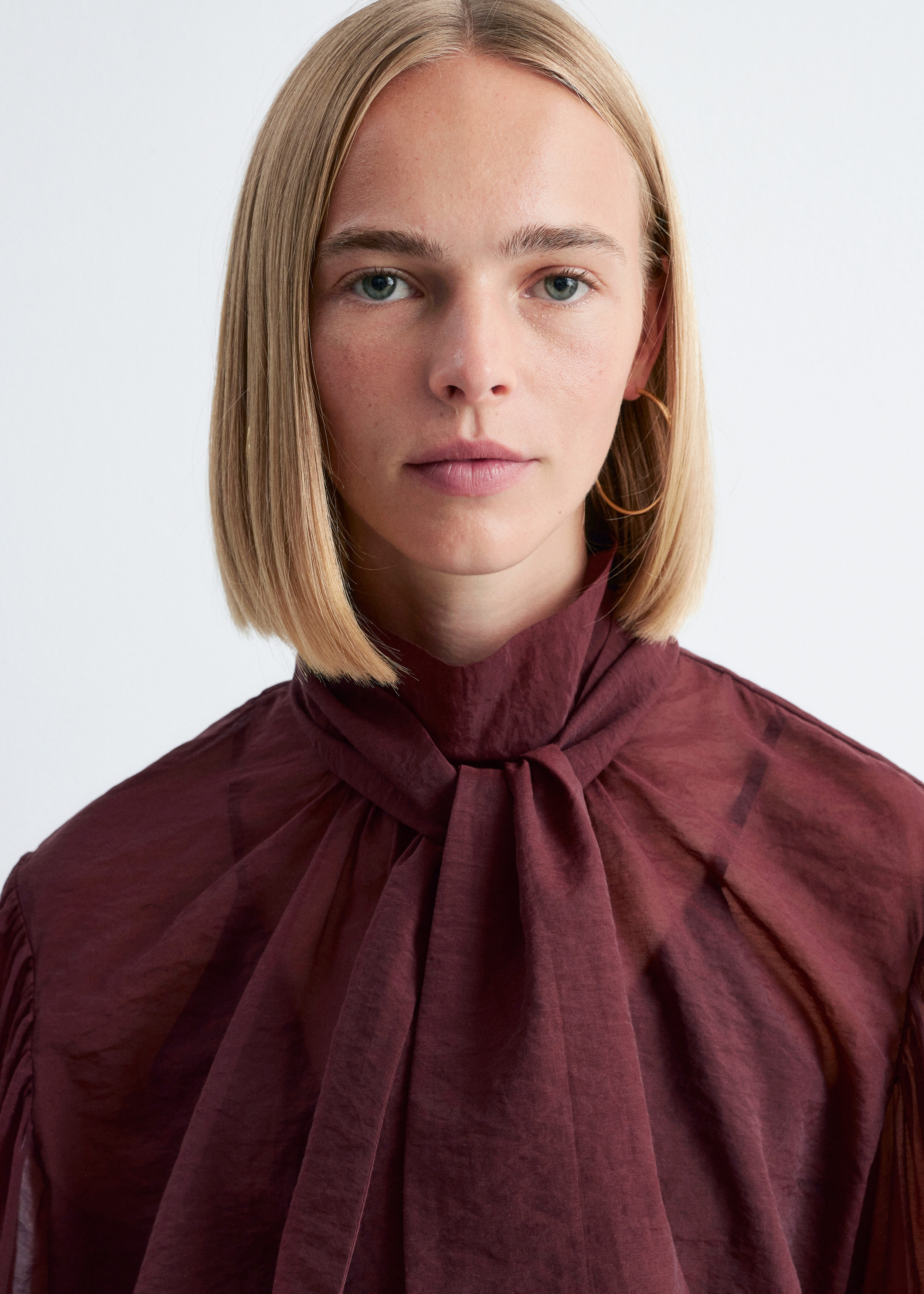 Puff-Sleeve Bow-Detail Blouse