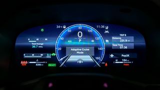 2025 Toyota Camry Hybrid XSE cluster display showing adaptive cruise mode.