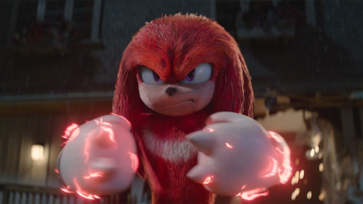 Knuckles confronting Sonic for the first time in Sonic the Hedgehog 2