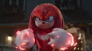 Knuckles confronting Sonic for the first time in Sonic the Hedgehog 2