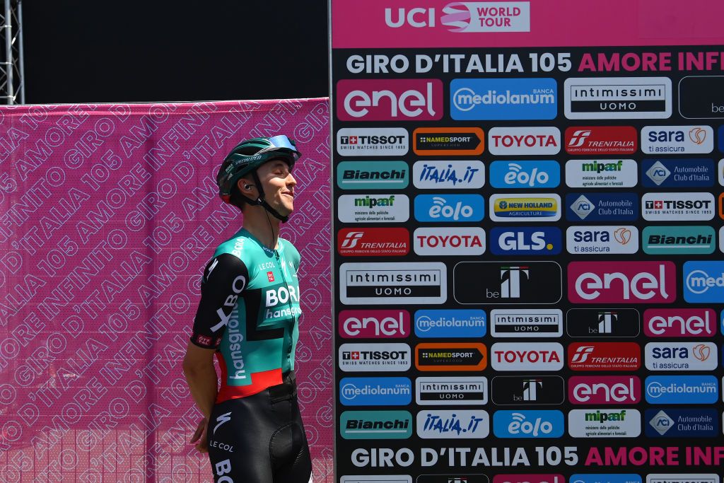 CUNEO ITALY MAY 20 Jai Hindley of Australia and Team Bora Hansgrohe prior to the 105th Giro dItalia 2022 Stage 13 a 150km stage from Sanremo to Cuneo 547m Giro WorldTour on May 20 2022 in Cuneo Italy Photo by Tim de WaeleGetty Images