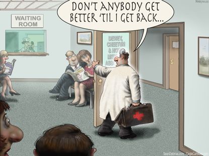 Political Cartoon U.S. Healthcare Doctors Scamming Patients