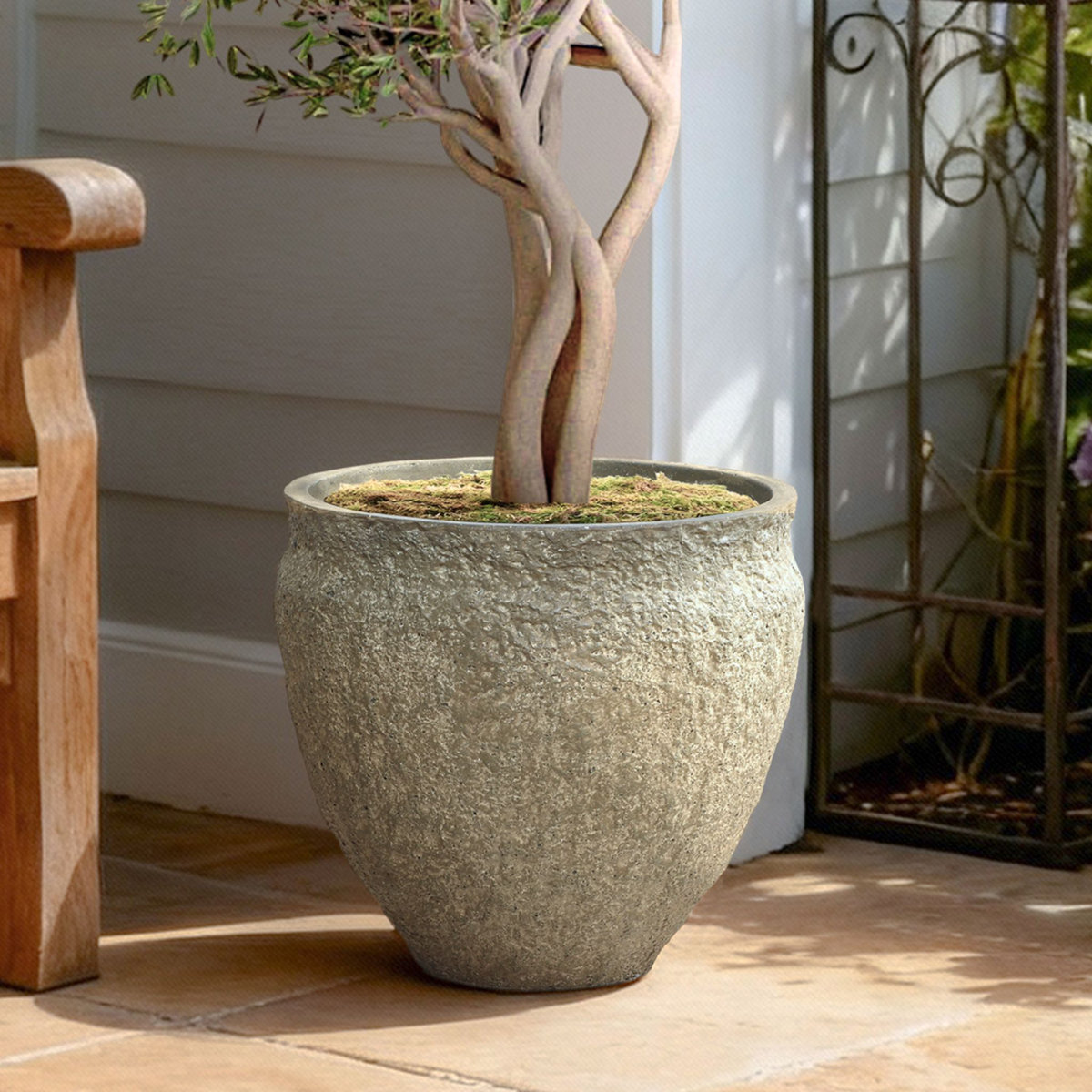 Trent Austin Design&amp;reg; Weathered Stone Finish Round Planter, 16.5" Round, Textured Concrete-Style Pot &amp;amp; Reviews | Wayfair
