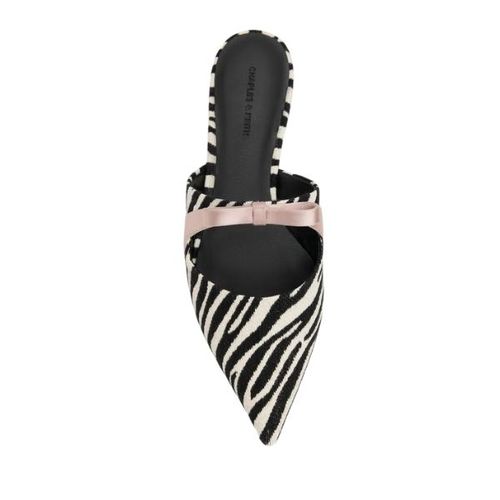 Kaleen Zebra-Print Pointed Mules