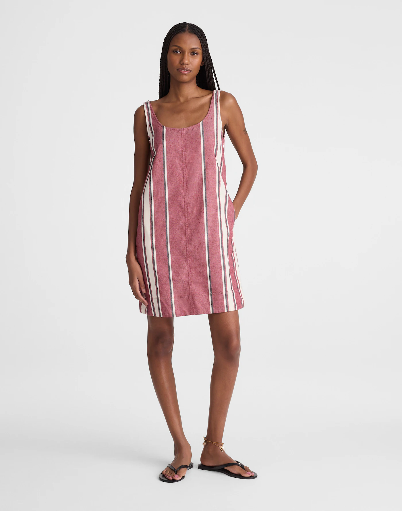 Scoopneck Mini Shift Dress in 100% Linen