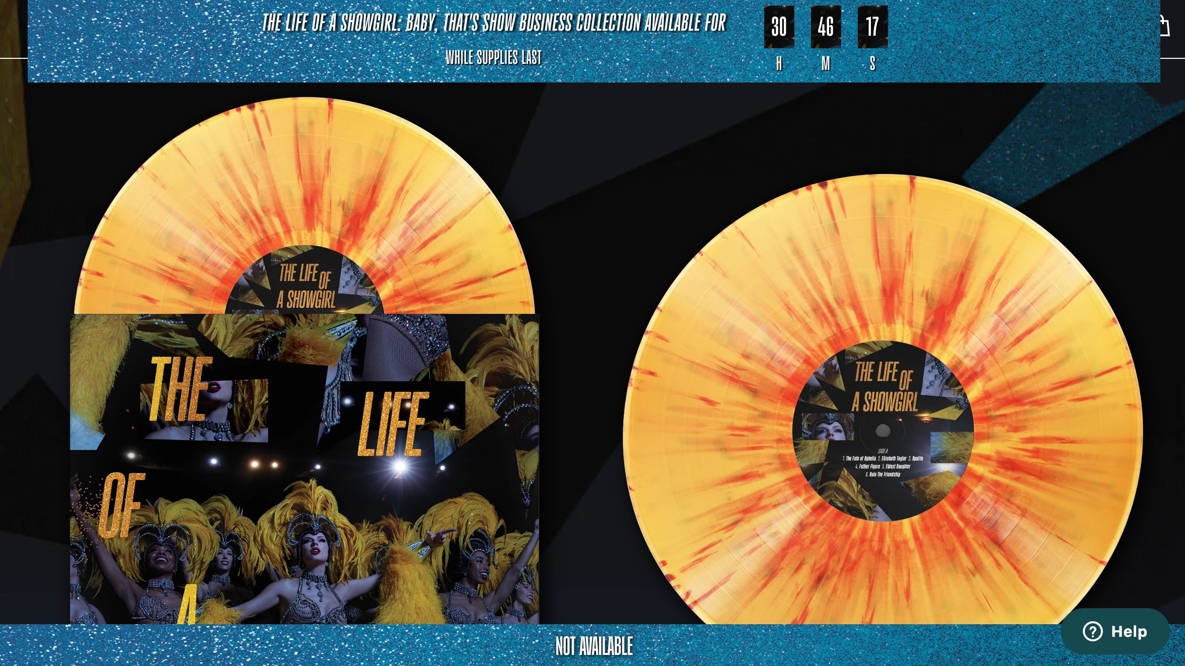 A screenshot of a website displaying a vinyl record for a Taylor Swift album titled 