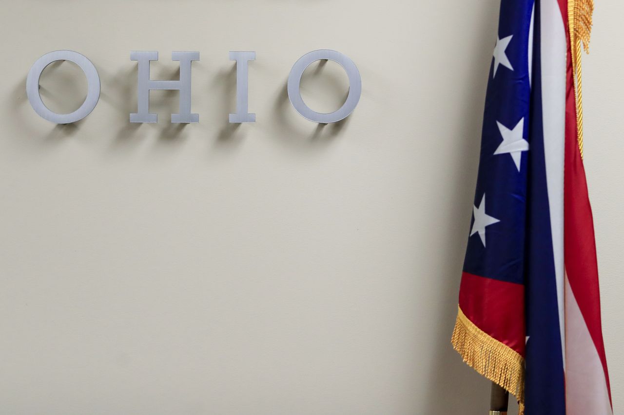 A sign in an Ohio elections office.