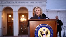 Hillary Clinton talks to reporters after House Oversight Committee deposition