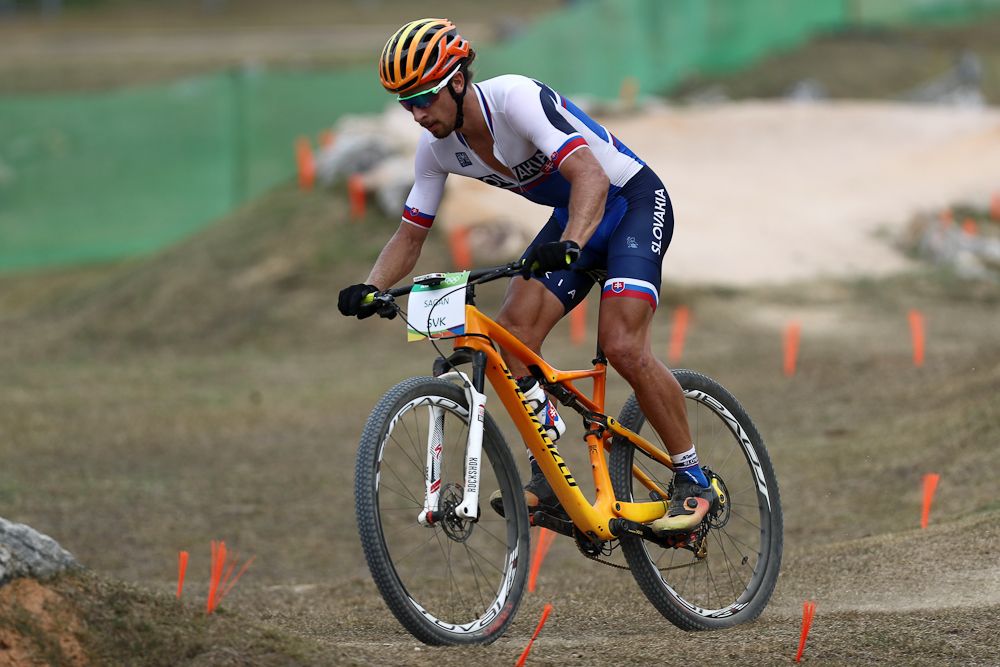 Peter Sagan practices on the MTB course of the Rio 2016 Olympic Games at the Mountain Bike Centre