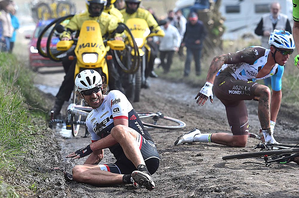 Fabian Cancellara (Trek Factory Racing) takes an unfortunate crash at Paris-Roubaix