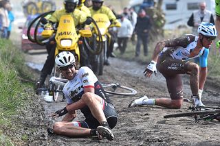 Fabian Cancellara (Trek Factory Racing) takes an unfortunate crash at Paris-Roubaix