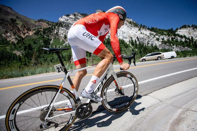 Robert Britton (Rally UHC) nears the top of the climb during the prologue of the 2019 Tour of Utah