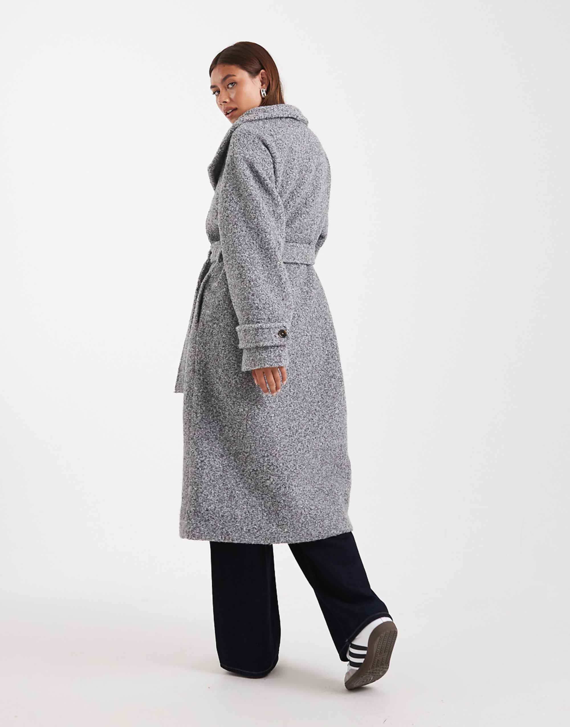 Asos Design Cozy Longline Formal Coat in Gray