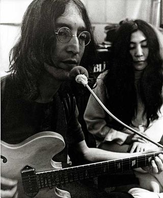 John Lennon and Yoko Ono in the studio