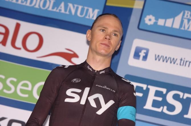Chris Froome (Sky) on the podium for his second place finish on general classification.