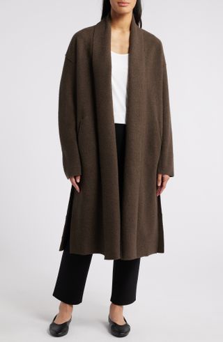 Eileen Fisher, High Collar Wool Felted Coat