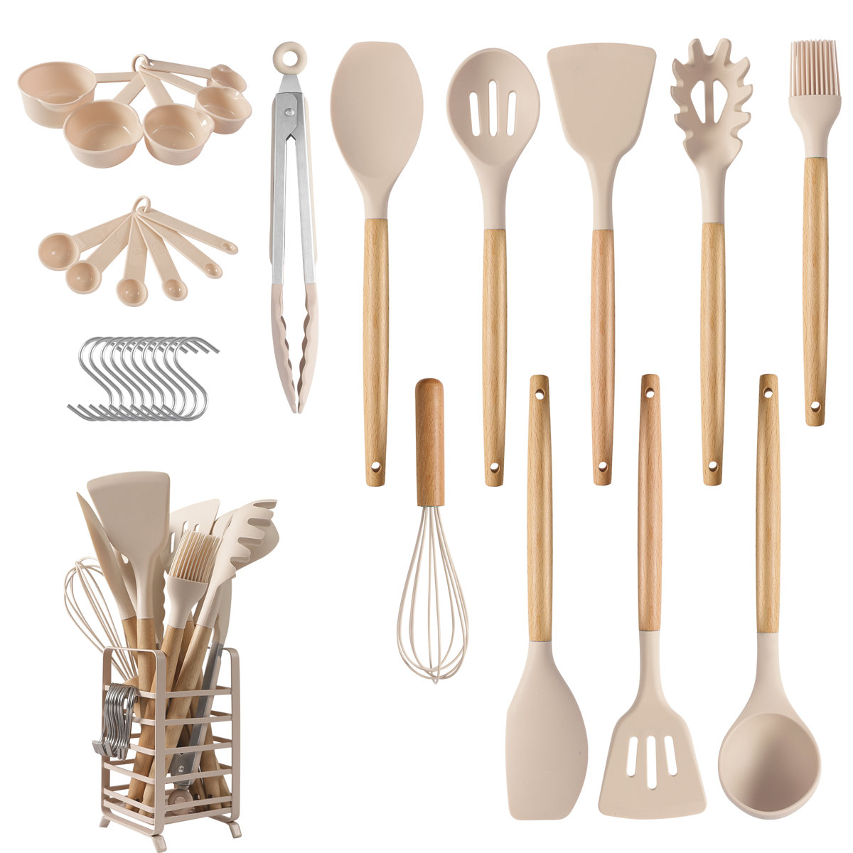 Hecef 32-Piece Silicone Kitchen Utensil Set With Stainless Steel Holder, Food Grade, Bpa Free, Heat Resistant, Non-Scratch Cooking Tools &amp;amp; Reviews | Wayfair
