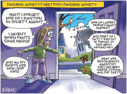 Editorial Cartoon U.S. covid post pandemic anxiety