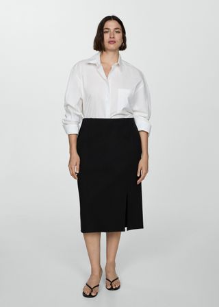 Pencil Skirt With Rome-Knit Opening - Women | Mango Usa