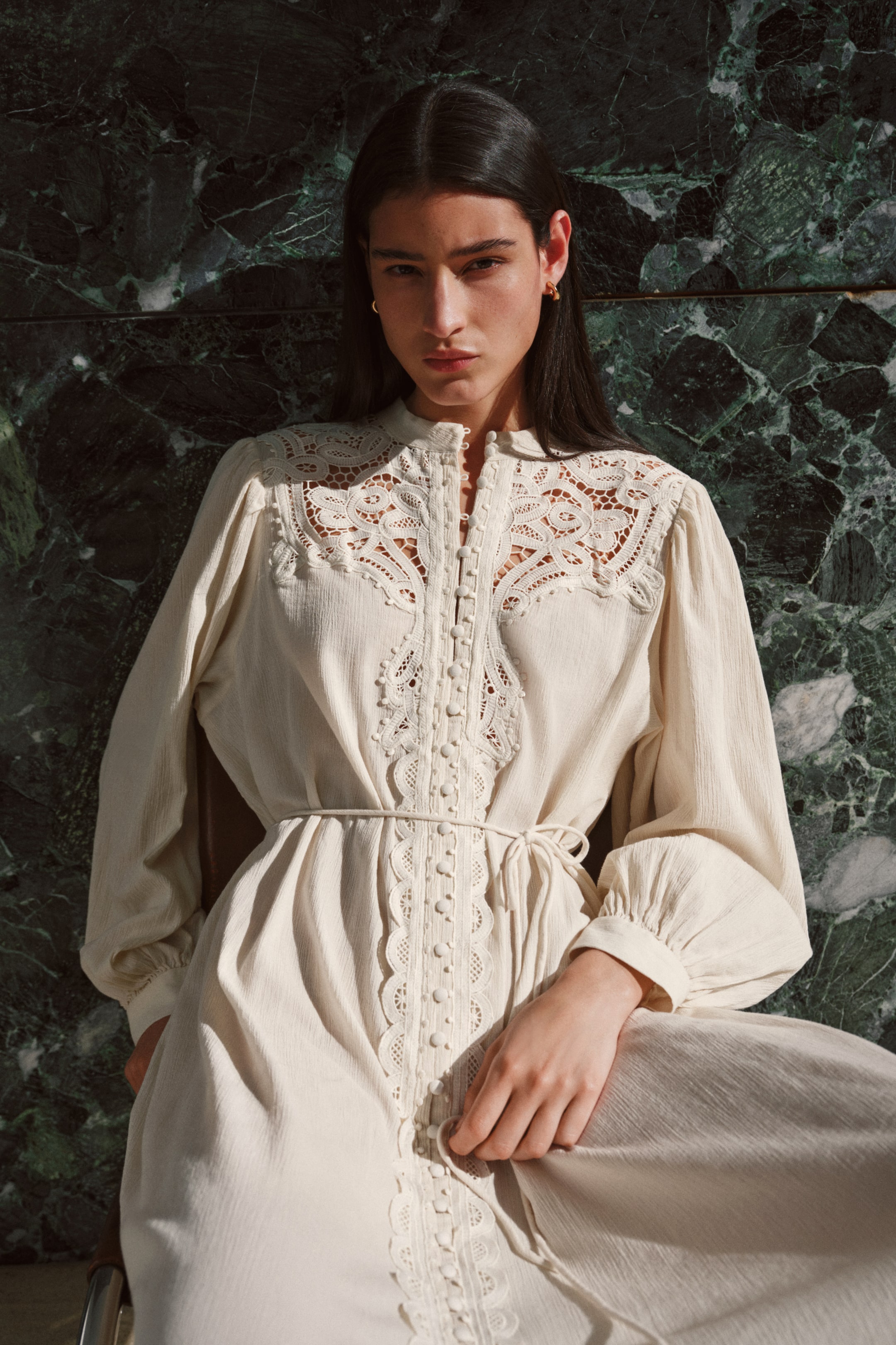 Lace-Detail Cotton Dress