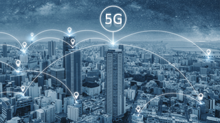 5G data signal beaming around a city