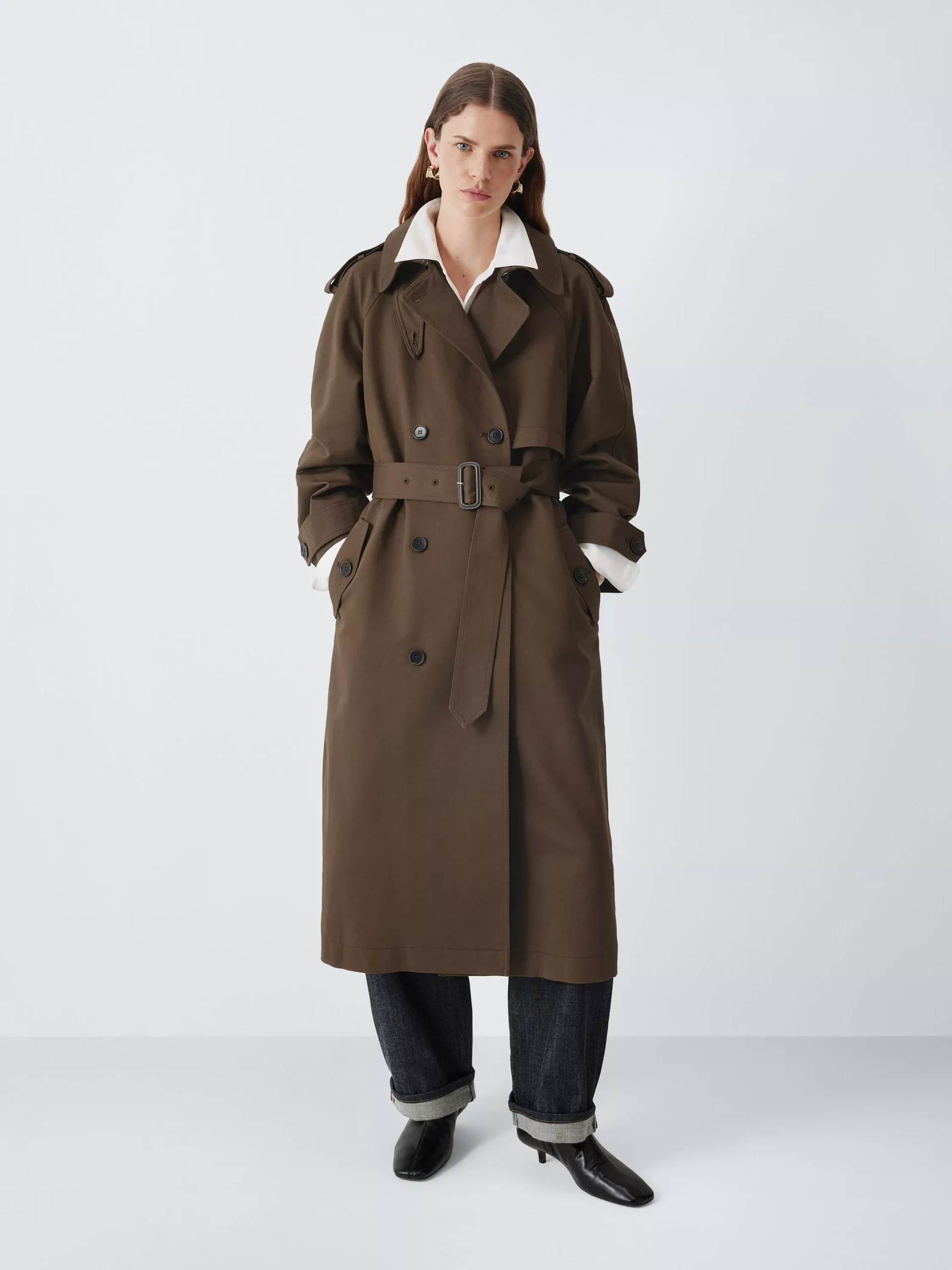 J. Lewis Cotton Trench Coat, Coffee Bean