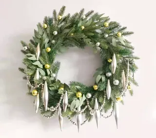 Martha Stewart 24" Greenery Wreath With Garland and Drops