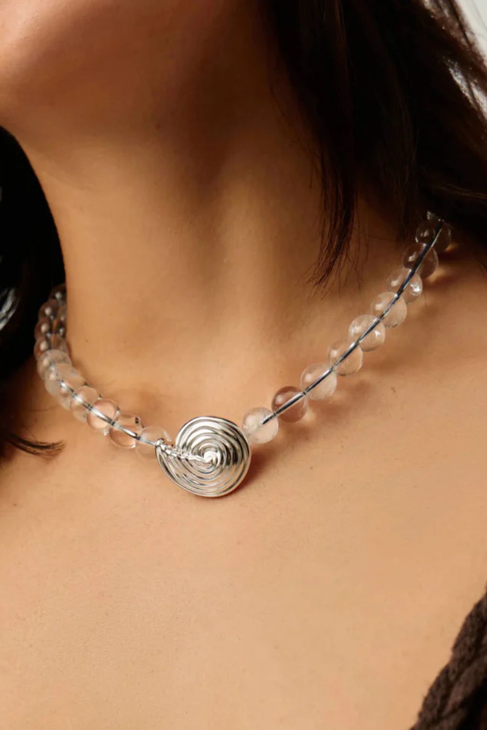 Missoma Spiral Gemstone Beaded Pedant Necklace