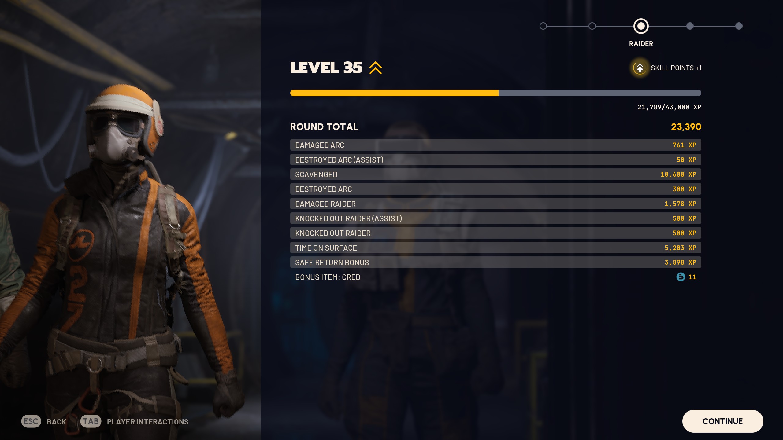 ARC Raiders screenshot of the end raid screen