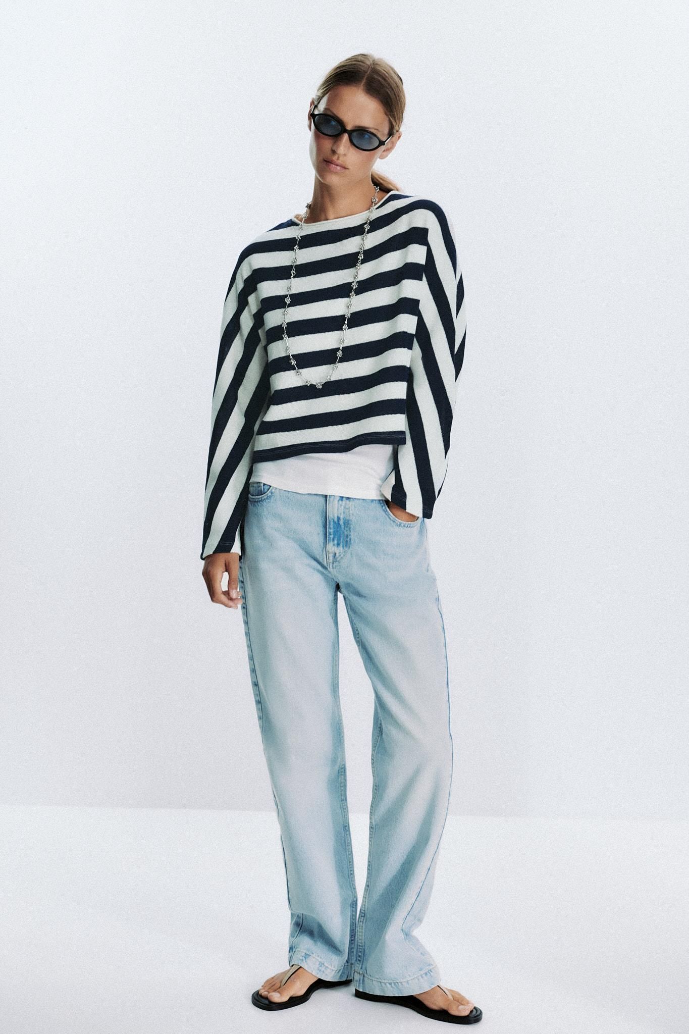 Striped Batwing Sleeve Top