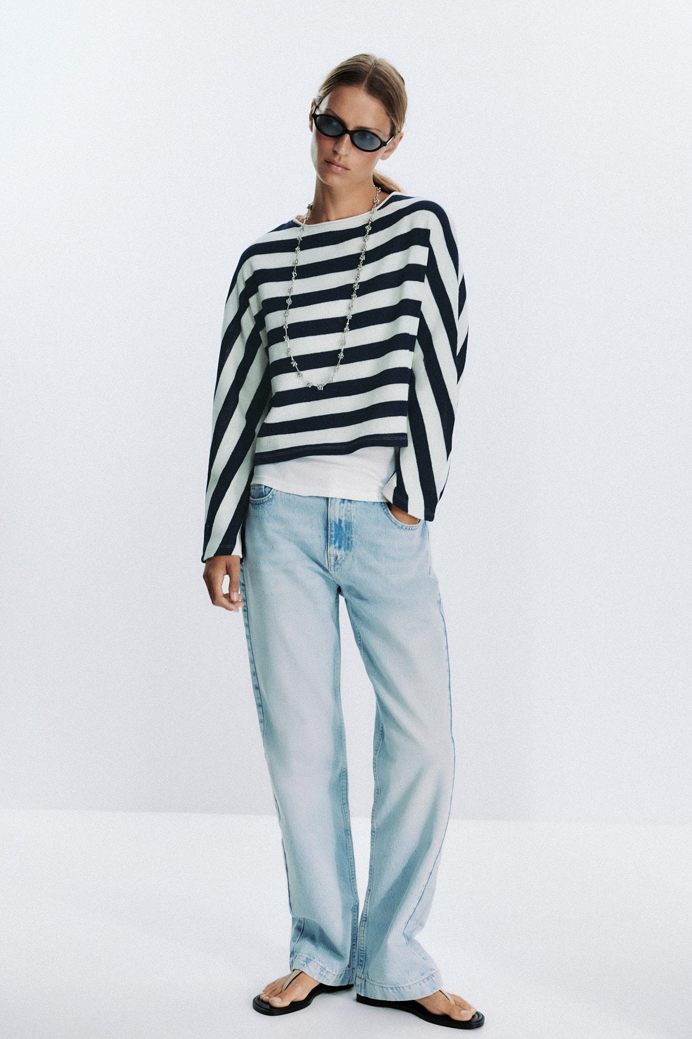 Striped Batwing Sleeve Top