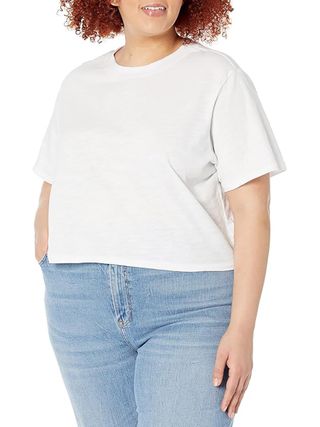 The Drop, The Drop Women's Sydney Short-Sleeve Cropped Crew Neck T-Shirt, White, M