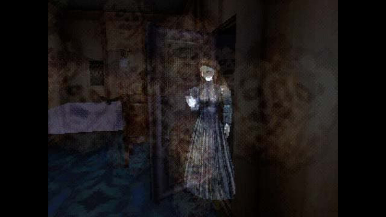 A ghost in a dark room in Echo Night on PS1