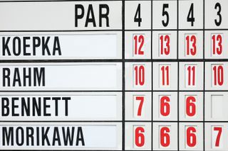 The Masters leaderboard at Augusta National on Saturday of round three