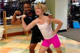 Katherine Tallmadge with the manager of One-to-One Fitness in Washington, D.C.