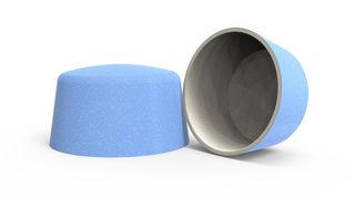 A blue fire-rated speaker enclosure from Vanco and Tenmat.