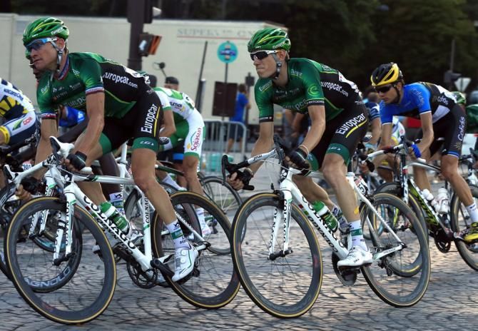 Team Europcar on their Colnago C59 Italias during the final stage of the 2013 Tour de France
