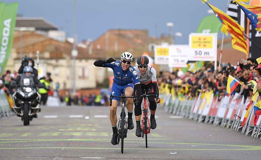 Maximilian Schachmann (Quick-Step Floors) in the breakaway before winning stage 6 of the Volta a Catalunya.