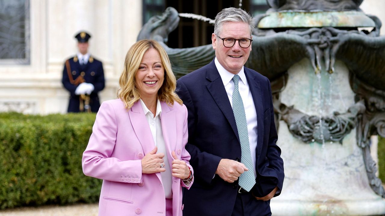 Giorgia Meloni and Keir Starmer meet in Rome&#039;s Villa Doria Pamphilj