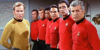 captain kirk with redshirts star trek the original series
